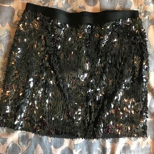 Express Black Sequin Mini Skirt